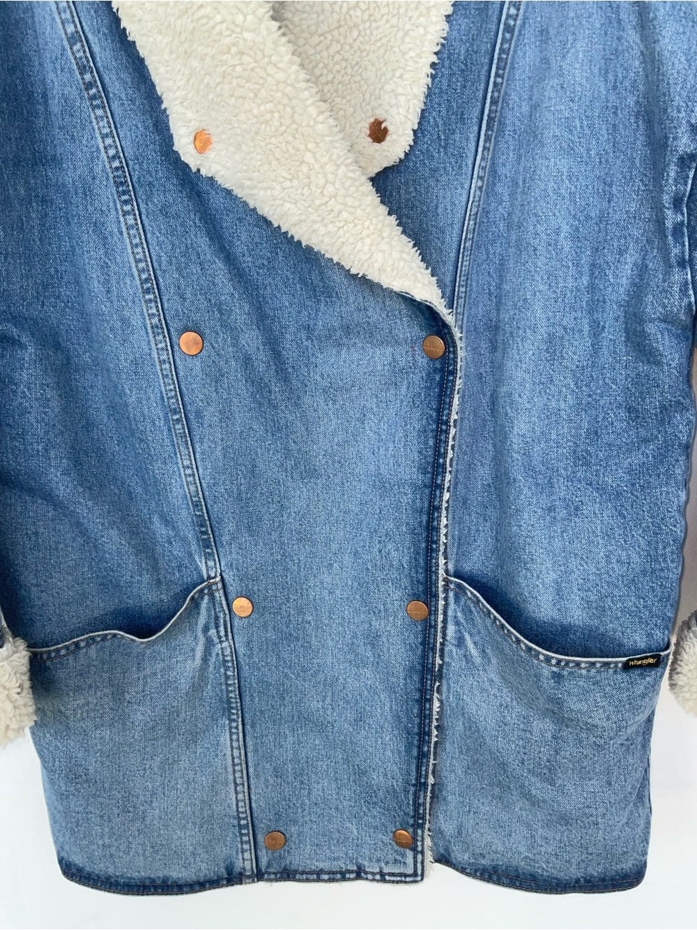 Wrangler Ranch Denim Shearling-Trim Coat - Picture 3 of 10